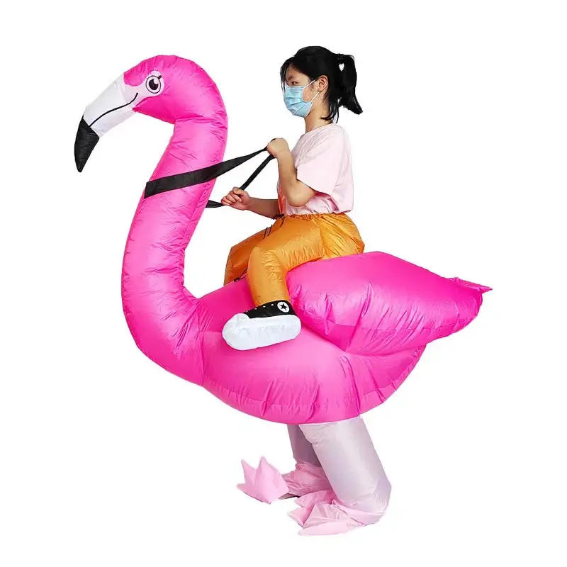 Nueva tendencia fiesta de baile de Halloween flamenco rojo disfraz inflable mascota paseo en caminar flamenco inflables disfraz para adultos