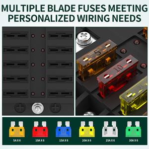 Bloque <span class=keywords><strong>de</strong></span> <span class=keywords><strong>fusibles</strong></span> <span class=keywords><strong>de</strong></span> 12 vías, bloque <span class=keywords><strong>de</strong></span> <span class=keywords><strong>fusibles</strong></span> <span class=keywords><strong>de</strong></span> hoja <span class=keywords><strong>de</strong></span> 12 voltios con indicador LED, <span class=keywords><strong>caja</strong></span> <span class=keywords><strong>de</strong></span> <span class=keywords><strong>fusibles</strong></span> <span class=keywords><strong>de</strong></span> 12 circuitos, Panel ATO/ATC <span class=keywords><strong>de</strong></span> 24V para automóvil, barco, coche, RV - Product Image 4