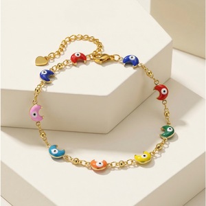 Nueva Pulsera de Tobillo de Acero Inoxidable con Esmalte, Diseño <span class=keywords><strong>Pac</strong></span>-<span class=keywords><strong>Man</strong></span>, Ajustable, Impermeable e Hipoalergénica para Mujer - Product Image 3