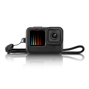 Funda de Silicona para Cámara de Acción GoPro Hero9 con Cubierta de Lente Resistente a Impactos, Negra y Azul, Incluye Correa - Product Image 2