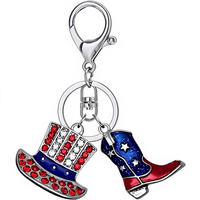 Porte-clés Étoile Cœur USA en Strass Scintillants, Breloque de Sac Tendance pour Femmes et Filles, Bijou Quotidien Décontracté, Idéal Cadeau