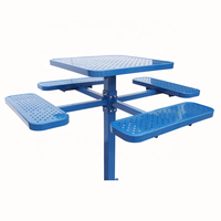 Piédestal en acier perforé commercial d'extérieur table de pique-nique avec banc extérieur restaurant jardin patio table à manger en métal chaise