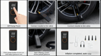 IPE-203 compresseur sans fil portatif rechargeable de pompe à air de Digital pour le gonfleur de pneu de véhicule de vélo de voiture