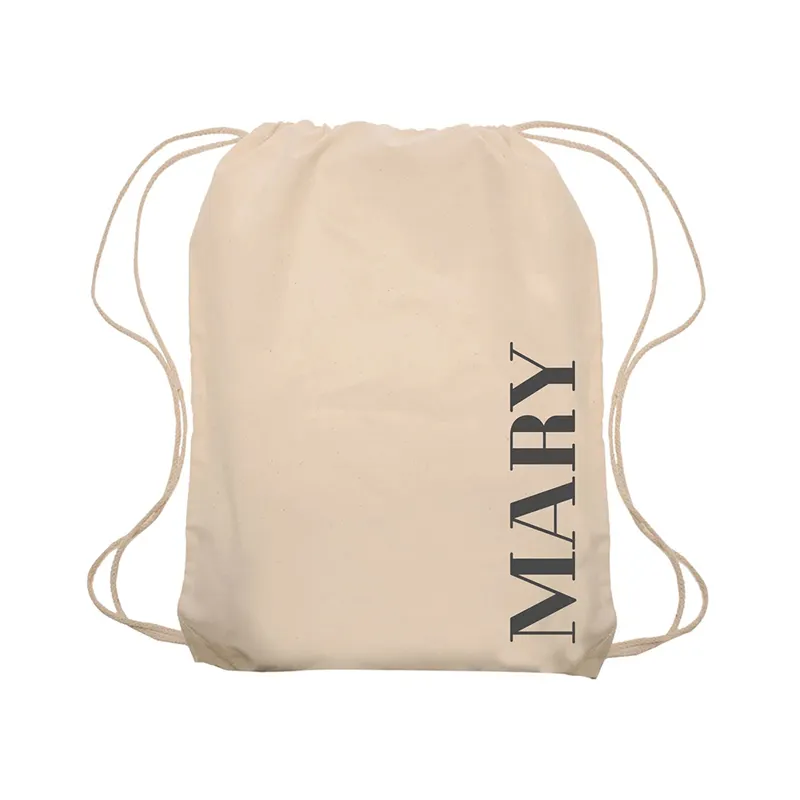 Personalized Logo Cotton Bridesmaid Cinch Sack Canvas Drawstring Backpack Boy's Toy Bags