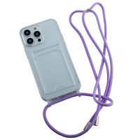 Étui de téléphone porte-carte transparent simple pour iPhone 16 pro max lanière couverture de téléphone portable Anti-chute manchon de protection