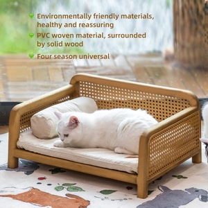 Hot Bán Hình Chữ Nhật <span class=keywords><strong>PVC</strong></span> Rắn Gỗ Mây Pet Sofa Giường Thân Thiện Với Môi & Không Thấm Nước Vết Chịu Mài Mòn Không Gian Tiết Kiệm Cho Động Vật Nhỏ - Product Image 3