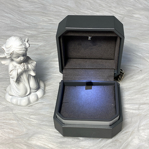 Wholesale Luxury <b>LED</b> <b>Lighting</b> Jewelry Grey Velvet Case, <b>LED</b> Display <b>Box</b> for Rings Earrings Bracelets in Stock - Product Image 4