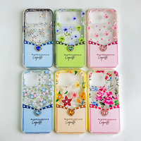 Nouvelle Arrivée Coque de Téléphone Mignonne à Motifs Floraux et Paillettes pour iPhone 17 Pro Max, Housse de Protection Luxe Cœur Diamant Bling Anti-chute pour Fille