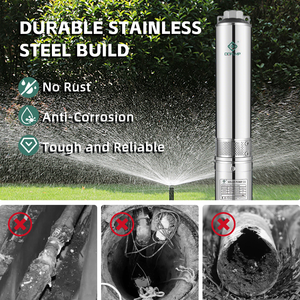 QQPUMP 4SCポンペソレア高圧4インチ50Mヘッドソーラー48V Dcモーターディープウェル水中水ポンプ灌漑用 - Product Image 3