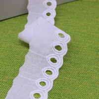 Dentelle en coton blanche à œillets de 3,5 cm, motif floral sexy, artisanat de haute qualité/vêtements/textile de décoration pour la maison, couture DIY