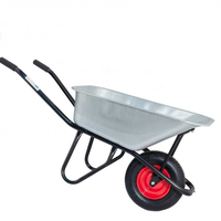 Brouette robuste galvanisée, capacité 85L, chariot de jardin avec pneu pneumatique pour jardin, ferme, transport de matériaux de construction