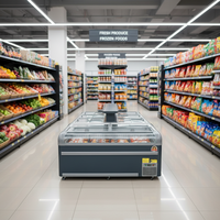 Vitrine professionnelle pour glaces, congélateur îlot en verre incurvé, réfrigérateur pour desserts surgelés, refroidisseur personnalisable pour la vente au détail