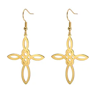 SC Jewelry Boucles d'oreilles Infinity en plaqué or 18 carats vintage Boucles d'oreilles Infinite Cross en acier inoxydable pour femmes
