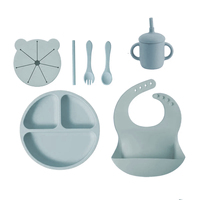 Noël divisé nourriture bol d'alimentation bavoirs Silicone bébé plats enfant dîner aspiration bébé vaisselle assiette Sippy tasse ensemble avec couvercle