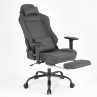Tissu de chaise de jeu de bureau ergonomique de confort de haut niveau avec logo brodé en PU Design pivotant tournant Matériau métallique de refroidissement