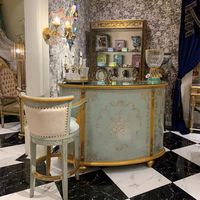 Meuble de bar de style français de luxe peint à la main avec feuille d'argent et d'or pour salon et bar à domicile