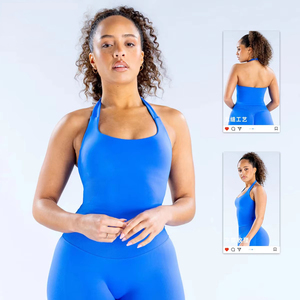 Soutien-gorge de yoga personnalisé pour femme, sans couture, en Spandex/Nylon, dos nu, col licou, gilet de sport sculptant, haut de sport - Product Image 2