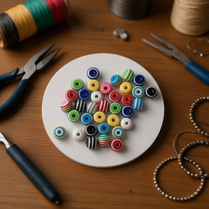 Perline a strisce ILAN Abalorio da 8 mm per la creazione di gioielli - Product Image 3