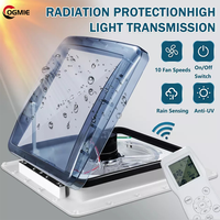 OGMIE Ventilateur de toit électrique 400*400 mm 22W avec télécommande, 10 vitesses, pour caravane, camping-car, avec capteur de pluie, compatible avec toutes les voitures, neuf