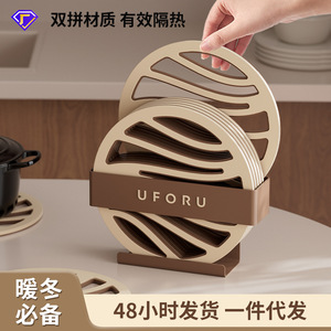 ยูโฟรูแผ่นรองกันความร้อนแบบกลมกันลื่นสำหรับภาชนะบนโต๊ะอาหารใช้ในครัวชุดสองชิ้น - Product Image 3