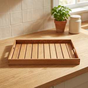 Elegante bandeja de madera para servir con asas Elegante y duradera Ideal para servir comida u organizar la decoración del hogar - Product Image 1