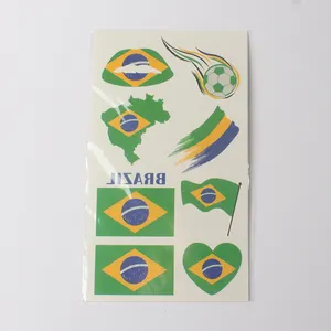 巴西国旗纹身贴纸临时身体纹身水转让国旗面部纹身贴纸