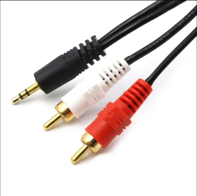 1-to-2 Computer Speaker Cable, 3.5mm to Dual RCA, 3.5mm Split Audio Cable, Speaker Cable 1.5 Meters