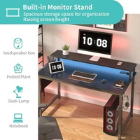 Bureau d'ordinateur pour la maison et le bureau avec support d'écran, bureau de jeu avec station de charge, utilisation en atelier, noir
