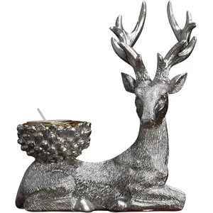 Nordic Creative Modern Elk Deer Candlestick Resin Craft Christmas Decoration Gifts Dining Table Romantic Dinner Shooting Props