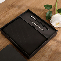 Carnet de notes personnalisé de haute qualité en couverture rigide PU/Tissu/PP noir avec boîte cadeau gaufrée pour réunion annuelle