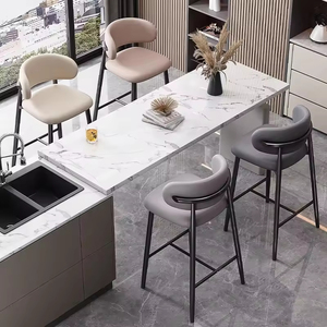 Taburete de Bar con Estructura de Metal Negro y Diseño sin Brazos, Cómodo Reposapiés para Bar en Casa, Isla de <span class=keywords><strong>Cocina</strong></span> - Product Image 3