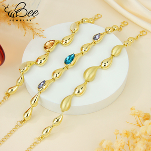 สร้อยข้อมือทองคำแท้ 14K ประดับคริสตัลแท้ ดีไซน์หยดน้ำ ทำด้วยมือ สำหรับผู้หญิง - Product Image 3