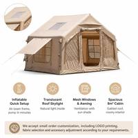 Tente Cabine Gonflable à Montage Rapide, 8 m² Spacieuse pour Famille, avec Fenêtre Panoramique, Auvent et Fenêtres en Maille