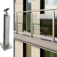 Système de support de balustrade latérale en acier inoxydable HYQY SS316 pour poteau de garde-corps en verre de 6 à 20 mm, finition satinée/miroir