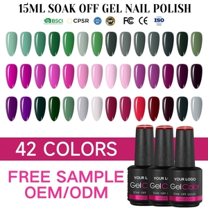 Vernis à ongles <span class=keywords><strong>semi</strong></span>-<span class=keywords><strong>permanent</strong></span> UV LED 15 ml personnalisé OEM, pour salon, fournitures de <span class=keywords><strong>manucure</strong></span>, <span class=keywords><strong>kit</strong></span> de gel à formule personnalisée - Product Image 1