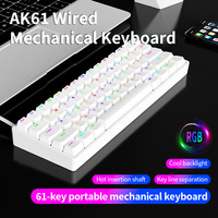 AK61 Wired Keyboard 22 Lighting Modes ABS Lightweight Keycap 61 Layout Save Space Full-Key No Conflict Blue/Red Shaft Ergonomic
