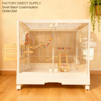 Échantillon Gratuit - Nouvelle Cage Simple en Fer et Plastique pour Petits Perroquets, Double Porte Transparente, Villa Panoramique pour Oiseaux avec Plateau en Plastique