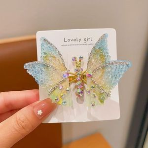 Barrette à cheveux papillon colorée en strass pour filles - <span class=keywords><strong>Coiffure</strong></span> de princesse ultra-ravissante avec frange latérale - Product Image 3