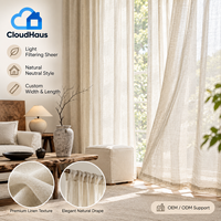 Voilages en faux lin gris-beige de qualité hôtelière avec passe-tringle, tombé naturel et doux pour le traitement des fenêtres de salon et la décoration intérieure