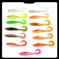 Leurre de pêche en plastique souple à queue incurvée 3D à double couleur en PVC Alpha 9,4 cm 4,1 g pour la pêche en eau salée en mer