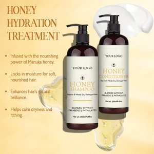 Juego de champú y acondicionador Herbal Honey con logotipo personalizado, hidratante, desenredante, hidratación instantánea para cabello rizado y rizado - Product Image 3