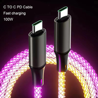 Cool coloré 3 en 1 66W Type C Micro USB câble de charge rapide Glow Data Core pour téléphone