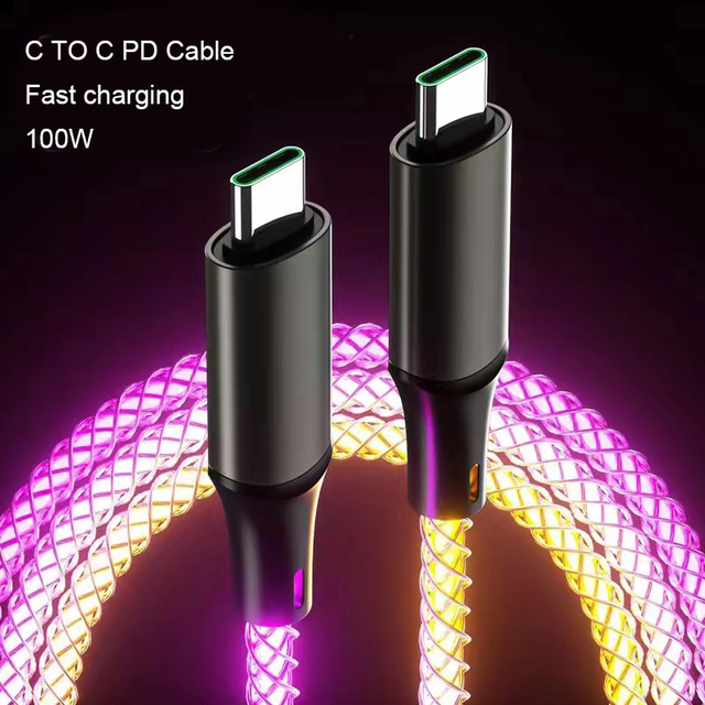 Cool Colorful 3 in 1 66W Type C Micro USB Fast Charging Cable Glow Data Core for Phone