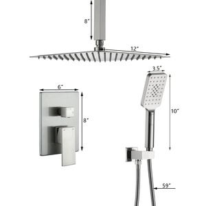Xinxi Cross-border 10/12inch American Style Concealed Chrome-Plated Stainless Steel Shower Set 3 <b>Spray</b> Modes Handheld Wall <b>Mount</b> - Product Image 3