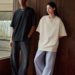 T-shirts unisexes personnalisés, hommes, manches courtes, poids lourd, 250 g/m², <span class=keywords><strong>été</strong></span>, haute qualité, luxe, 100 % coton, col rond, t-shirts unis - Product Image 2