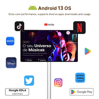 Televisor LED Inteligente Android de 21.5 Pulgadas, 4+64GB, Mini Televisor Portátil con Ruedas, Batería Integrada, Carga Móvil, Interactivo