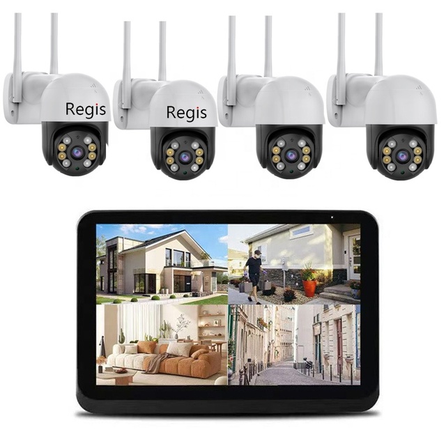 Regis Icsee 3MP 4CH WiFi NVR Home Security Camera System IP66 Waterproof Night Vision HDD Storage Humanoid Detection Pan-Tilt