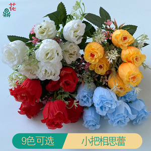 ช่อเล็กๆ ของดอกกุหลาบผ้าไหม 5 ก้าน 10 หัว สำหรับตกแต่งบ้าน สไตล์โมเดิร์น ทำด้วยมือ เป็นมิตรกับสิ่งแวดล้อม - Product Image 1