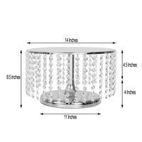 Radiance Présentoir à gâteaux en acier plaqué or avec pendentif en cristal artisanal, 14 pouces de diamètre, 8 pouces de hauteur, élégant pour desserts de fêtes et mariages