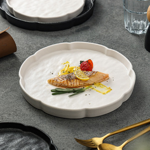 Vajilla de cerámica blanca y negra <span class=keywords><strong>simple</strong></span> creativa de alto aspecto, plato de carne esmerilada para <span class=keywords><strong>restaurante</strong></span> y Hotel, plato de comida occidental con patrón - Product Image 6